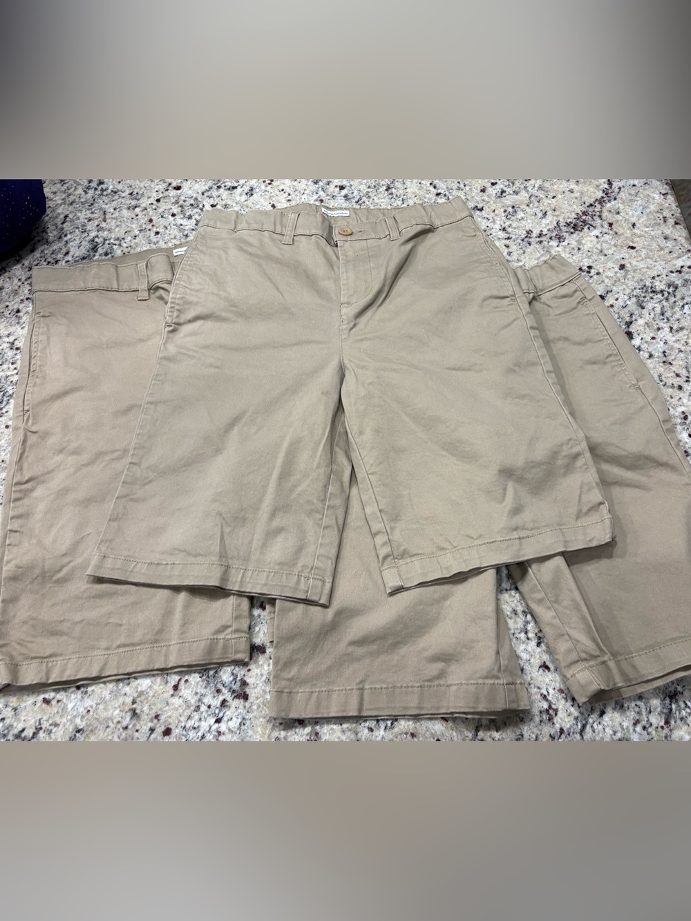 Amazon Essentials 3 khaki shorts bundle size 14 Adjustable waist  Zip & Button